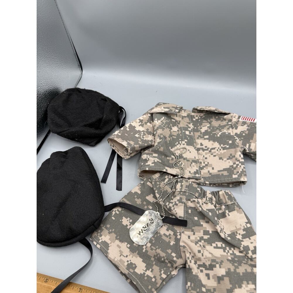 BABW Build A Bear Digital Camo Army Uniform Outfit Boots Shirt Pants Dog Tag